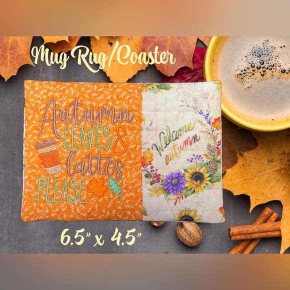Hand Crafted Mug Rug Coaster Embroidered Cotton Fabric Padded Absorbs Liquid - Picture 4 of 5